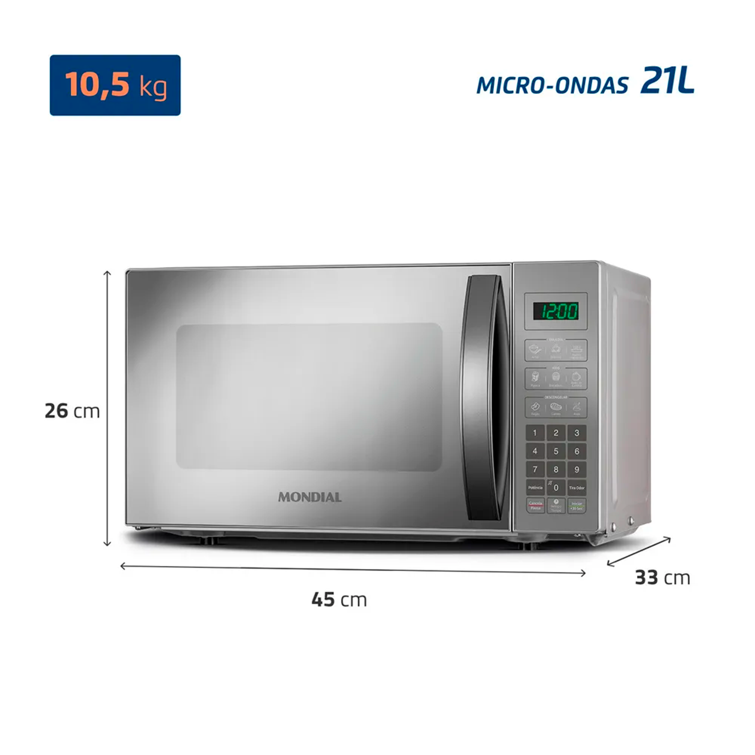 Micro-ondas Mondial Mo-01-21-e 1200w 21 Litros Micro-ondas Mondial Mo-01-21-e 1200w 21 Litros